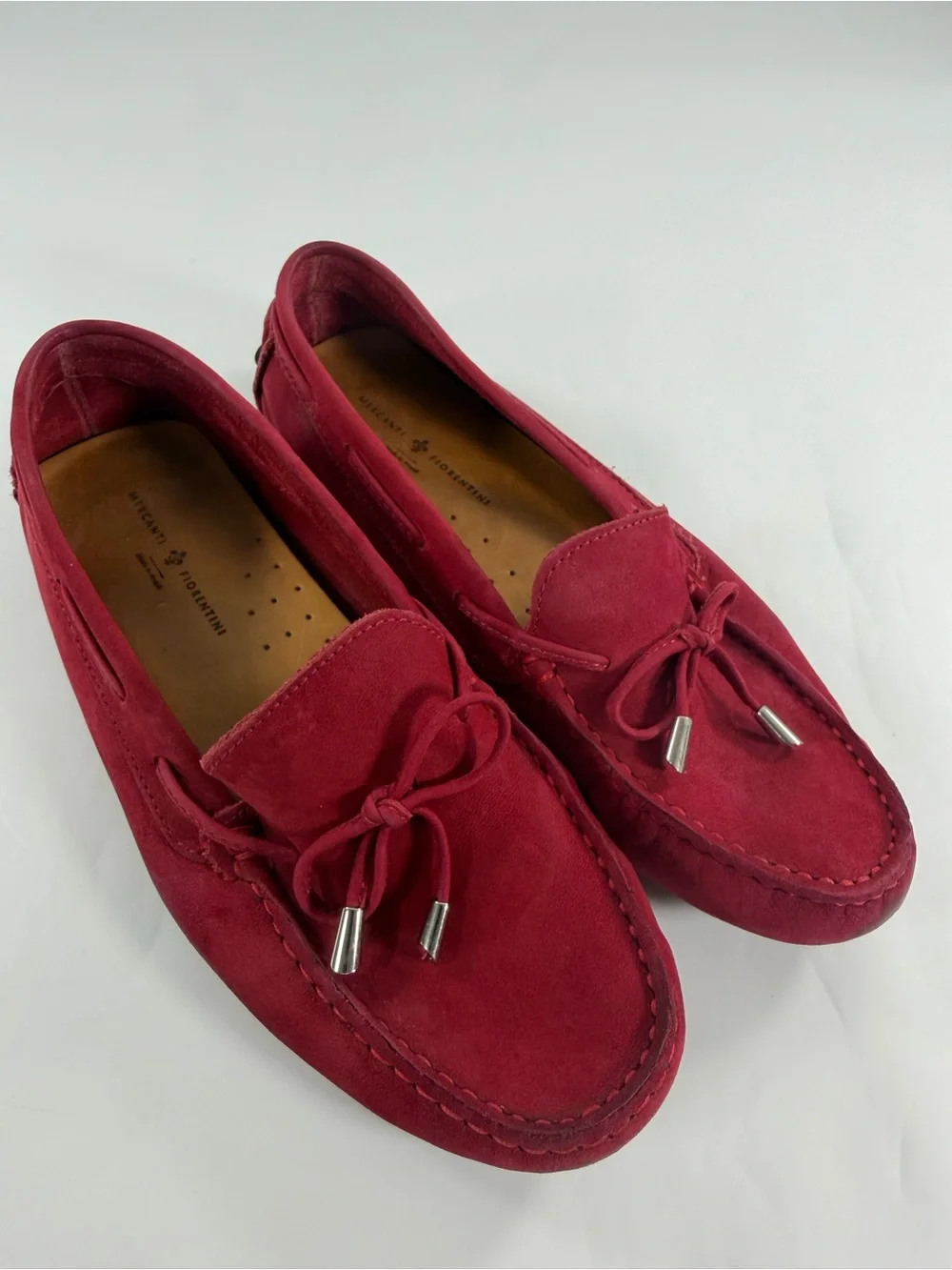 Mercanti Fiorentini Red Suede Moccasin Loafers
